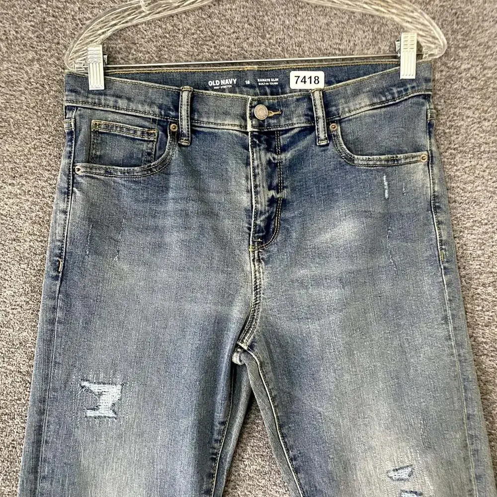 Old Navy Boys Size 18 Blue Stretch Denim Karate Slim Straight Leg Jeans